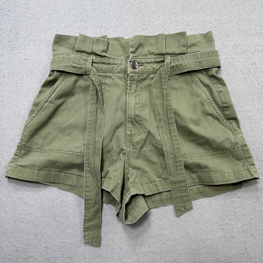Streetwear Society Paperbag Shorts Women's Large Olive Green High Rise Safari